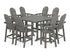 POLYWOOD Vineyard Curveback Adirondack 9-Piece Trestle Bar Set in Slate Grey