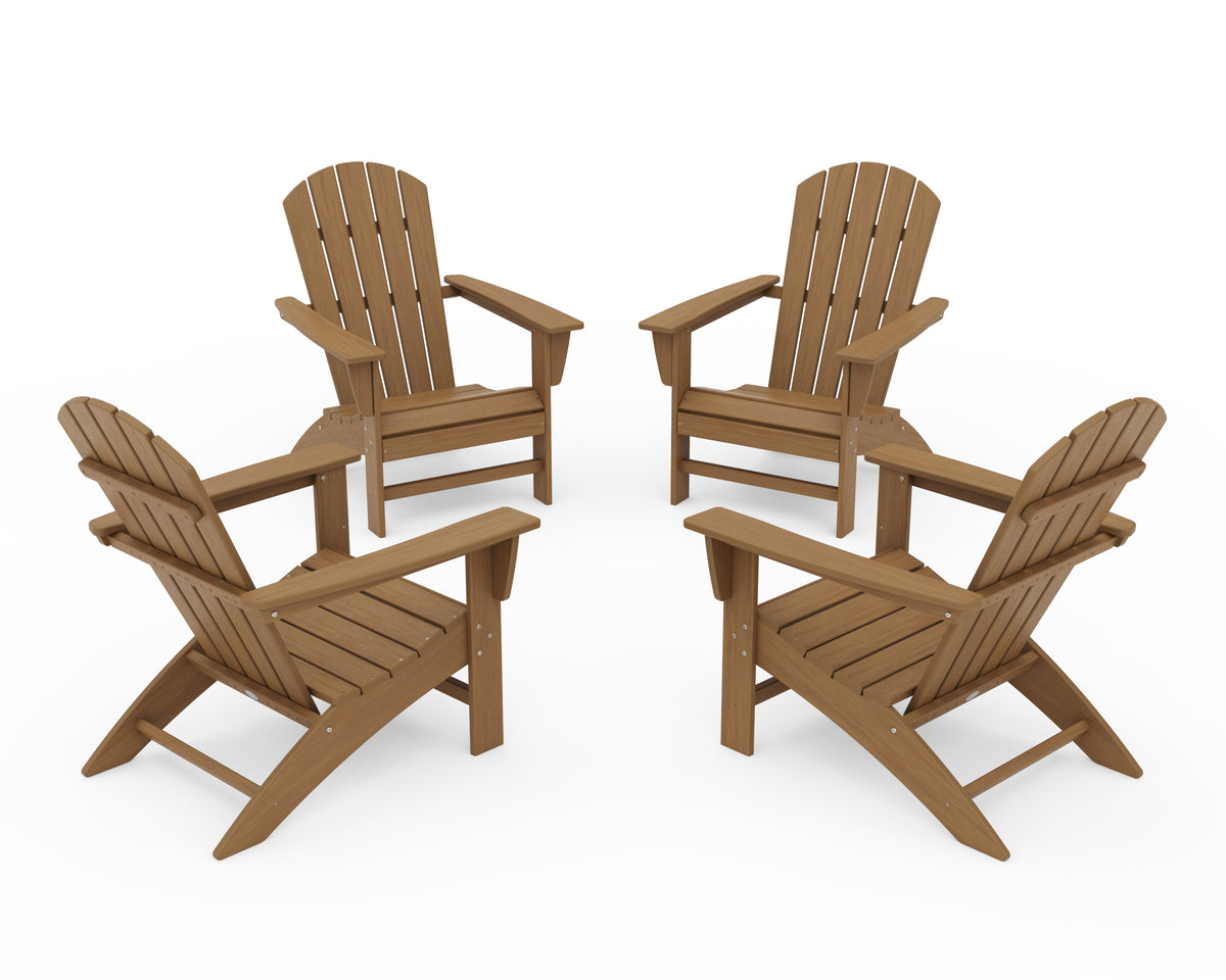 POLYWOOD Nautical 4-Piece Adirondack Conversation Set in Natural