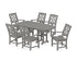 POLYWOOD Chinoiserie Arm Chair 7-Piece Dining Set in Slate Grey