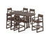 POLYWOOD EDGE Arm Chair 7-Piece Farmhouse Bar Set with Trestle Legs in Mahogany