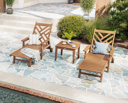 POLYWOOD Chippendale 3-Piece Chaise Set with Arms and Wheels in an outdoor setting