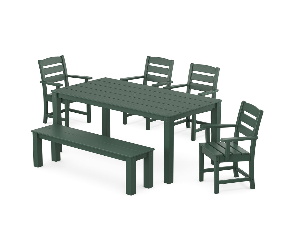 POLYWOOD Lakeside 6-Piece Parsons Dining Set with Bench in Green