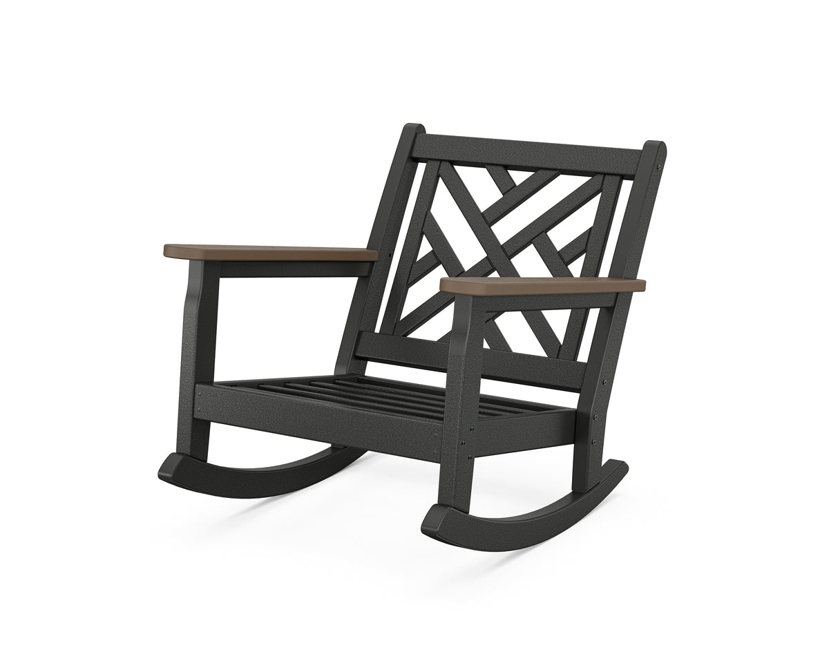 POLYWOOD Chippendale Deep Seating Rocking Chair Frame in Black / Kona