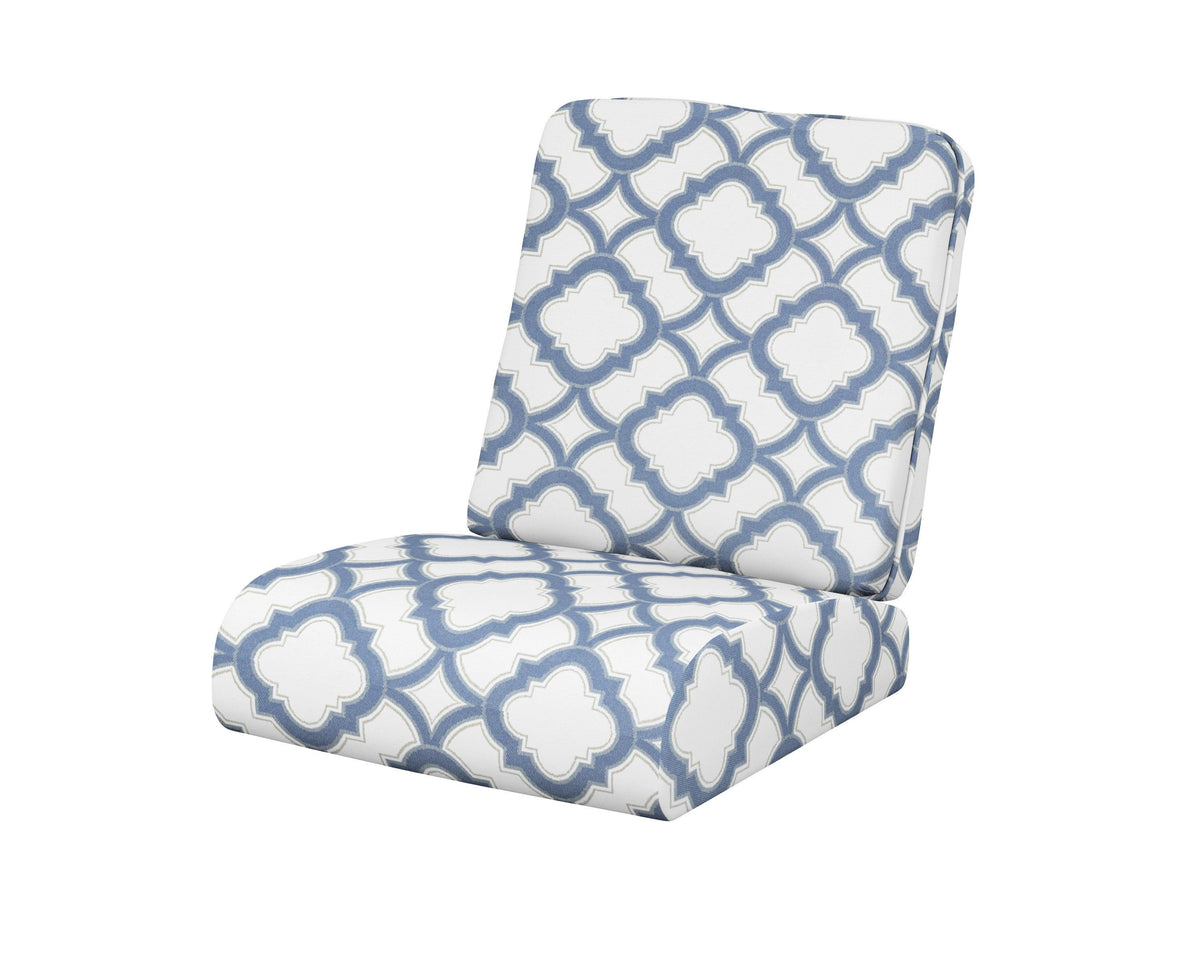 POLYWOOD Club Seat/Back Cushion in Trellis Sky Blue