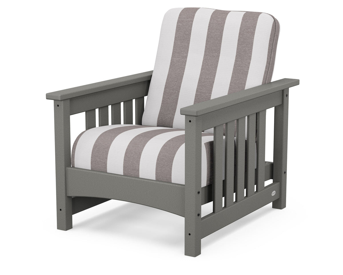 POLYWOOD Club Mission Chair in Slate Grey / Cabana Stripe Grey Mist