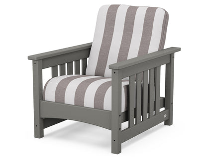 POLYWOOD Club Mission Chair in Slate Grey / Cabana Stripe Grey Mist