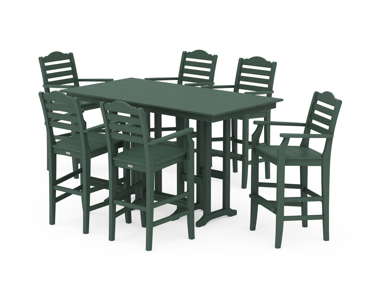 POLYWOOD Savannah Arm Chair 7-Piece Farmhouse Bar Set in Green