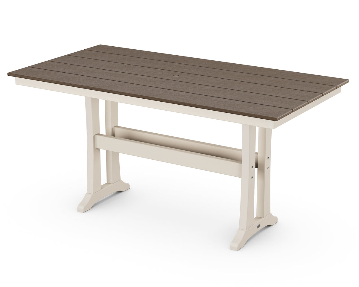 POLYWOOD Farmhouse Trestle 37" x 72" Counter Table in Sand / Kona