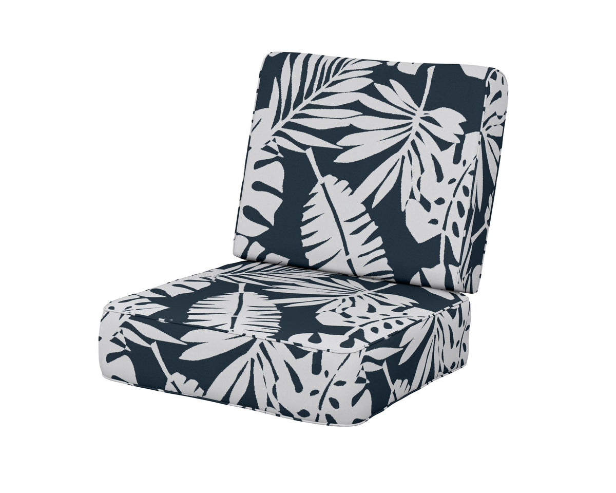 POLYWOOD Ateeva Harbour Seat and Back Cushion in Leaf Marine Indigo