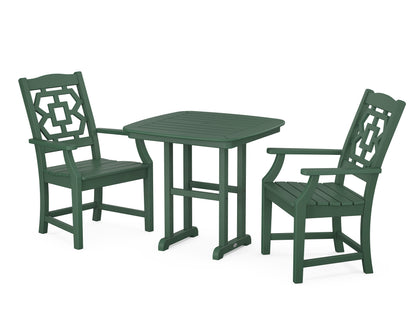 POLYWOOD Chinoiserie 3-Piece Dining Set in Green