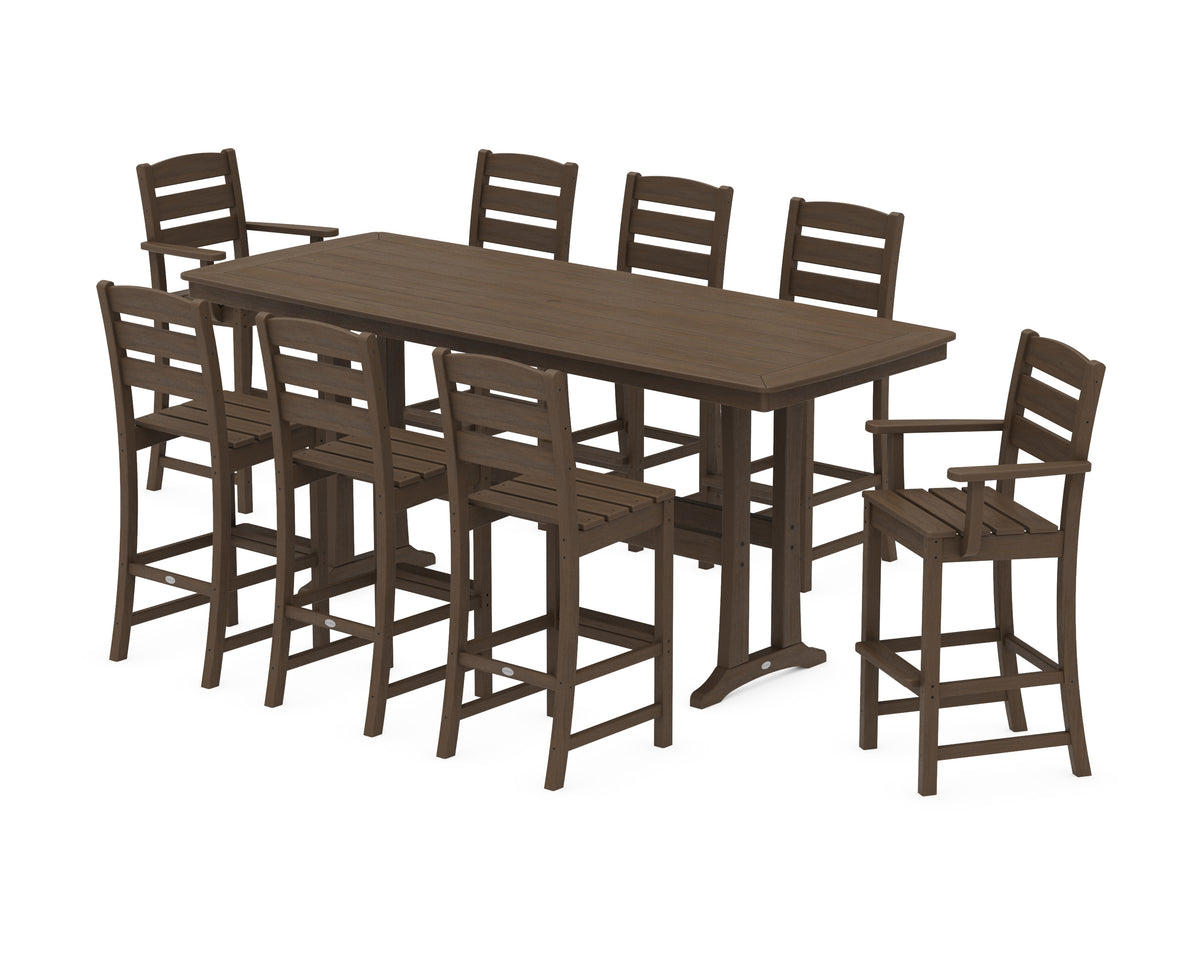 POLYWOOD Lakeside 9-Piece Bar Set with Trestle Legs in Kona
