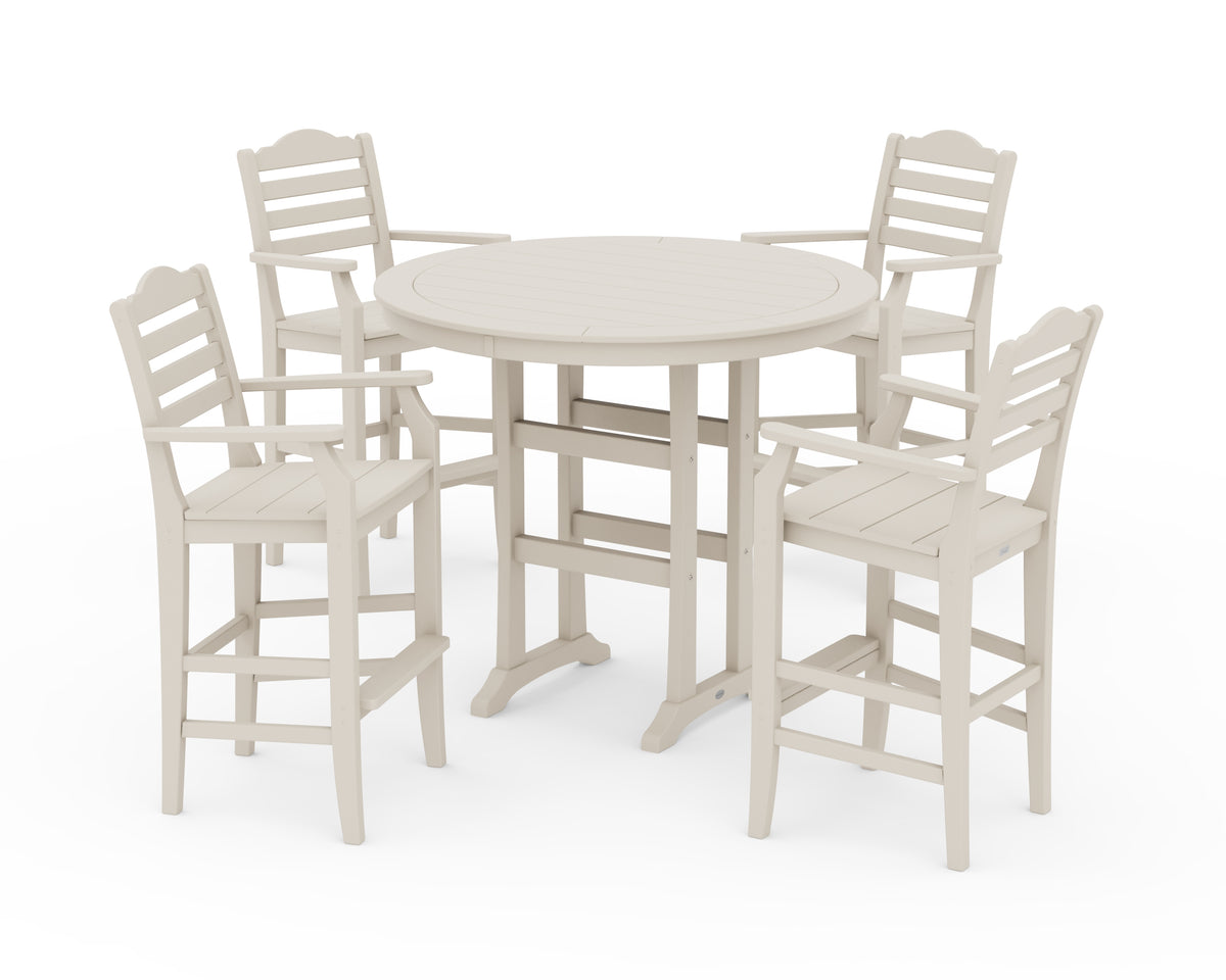 POLYWOOD Savannah 5-Piece Round Bar Set in Vintage Sahara