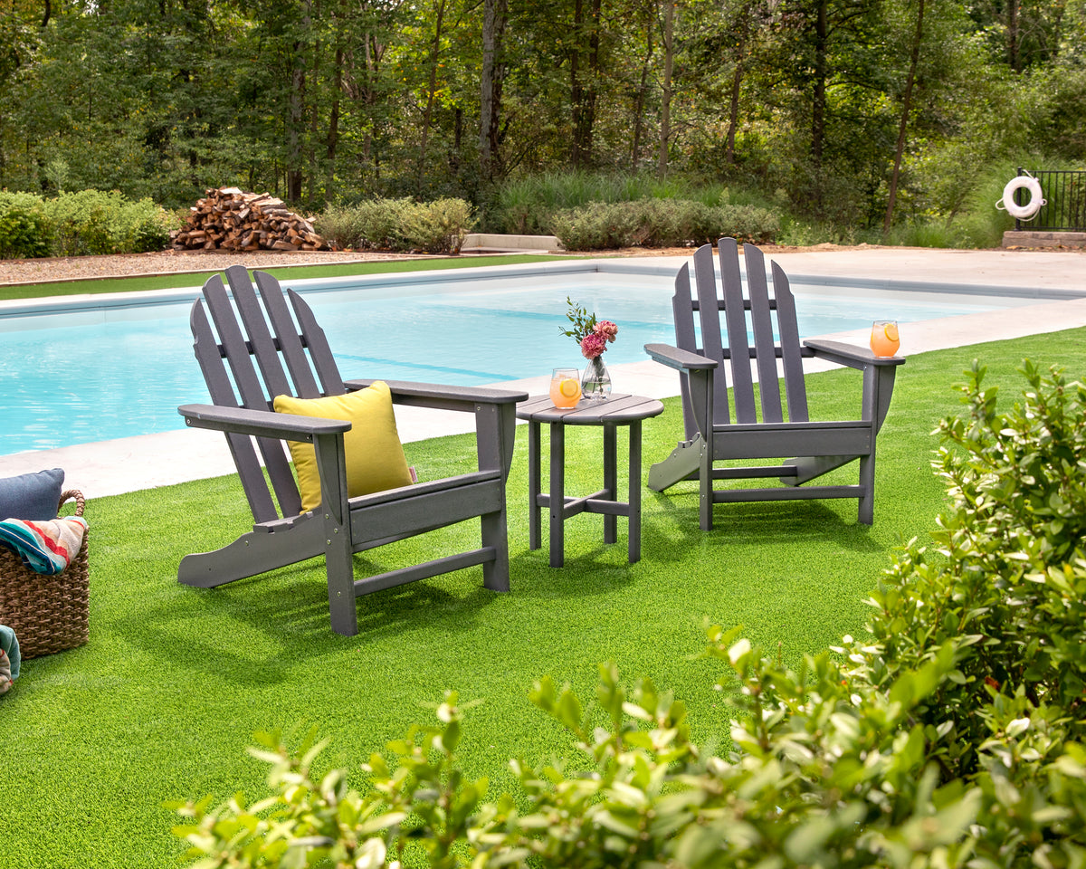POLYWOOD Classic Adirondack Chair in Slate Grey styled outdoors