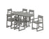 POLYWOOD EDGE Arm Chair 7-Piece Counter Set in Slate Grey