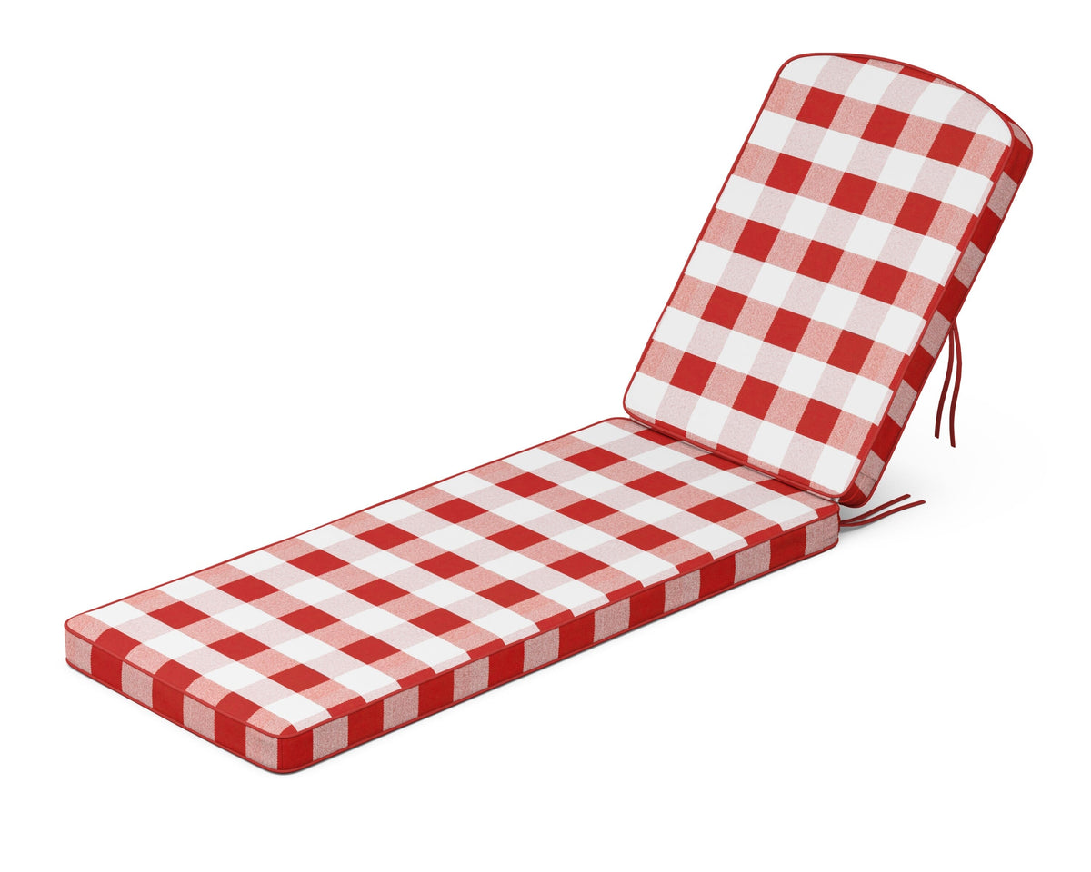 POLYWOOD Chinoiserie Chaise Cushion in Buffalo Plaid Crimson