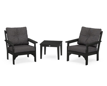 POLYWOOD Vineyard 3-Piece Deep Seating Set in Black / Ash Charcoal