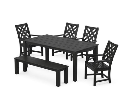 POLYWOOD Wovendale 6-Piece Parsons Dining Set with Bench in Black