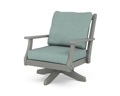 POLYWOOD Wovendale Deep Seating Swivel Chair in Slate Grey / Glacier Spa