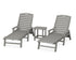 POLYWOOD Nautical 3-Piece Chaise Set with South Beach 18" Side Table in Slate Grey