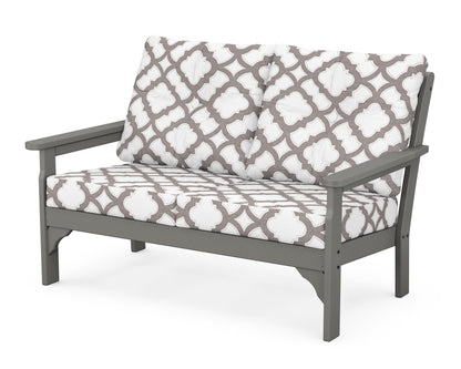 POLYWOOD Vineyard Deep Seating Loveseat in Slate Grey / Trellis Grey Mist