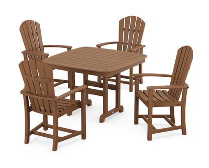 POLYWOOD Palm Coast 5-Piece Dining Set with Trestle Legs - 44" Table in Teak