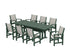 POLYWOOD Coastal 9-Piece Farmhouse Dining Set with Trestle Legs in Green / Birch