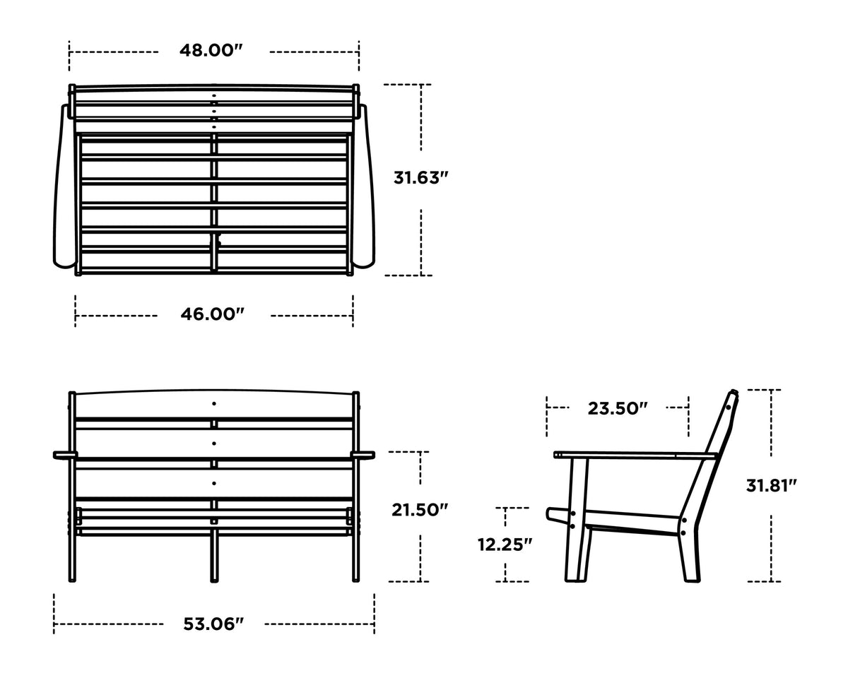 POLYWOOD Lakeside Deep Seating Loveseat dimensions