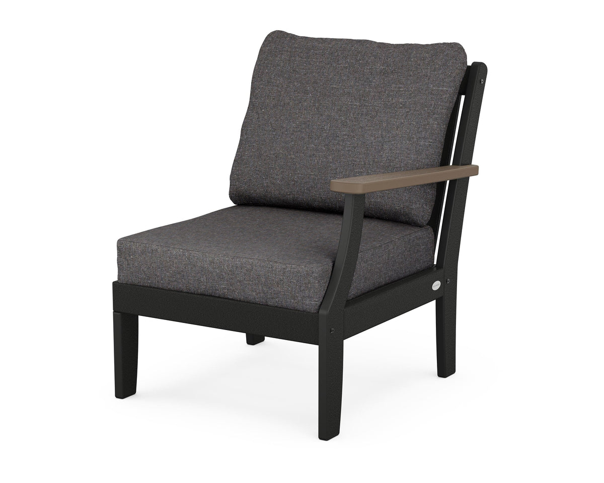 POLYWOOD Braxton Modular Right Arm Chair in Black / Kona / Ash Charcoal