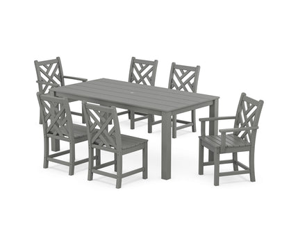 POLYWOOD Chippendale 7-Piece Parsons Dining Set in Slate Grey