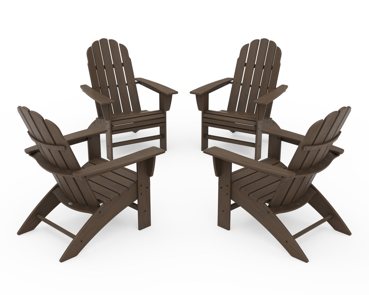 POLYWOOD 4-Piece Vineyard Curveback Adirondack Chair Conversation Set in Kona