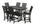 POLYWOOD Country Living Wovendale Arm Chair 7-Piece Bar Set with Trestle Legs in Black