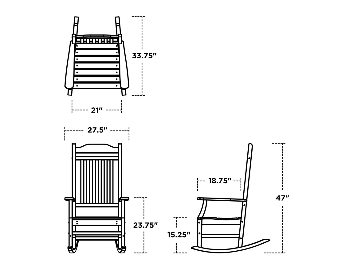 POLYWOOD Cottage Rocking Chair dimensions