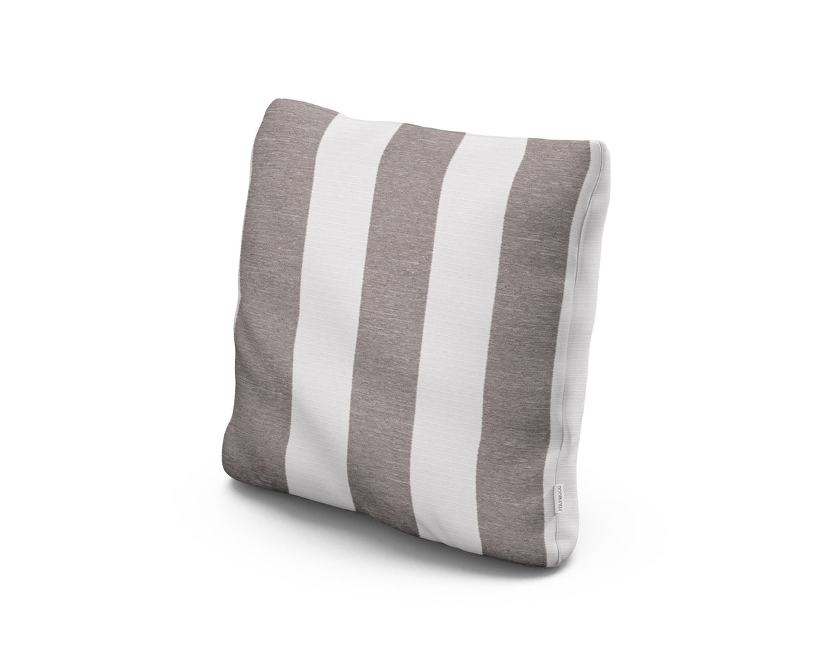 POLYWOOD 18" Outdoor Throw Pillow in Cabana Stripe Grey Mist
