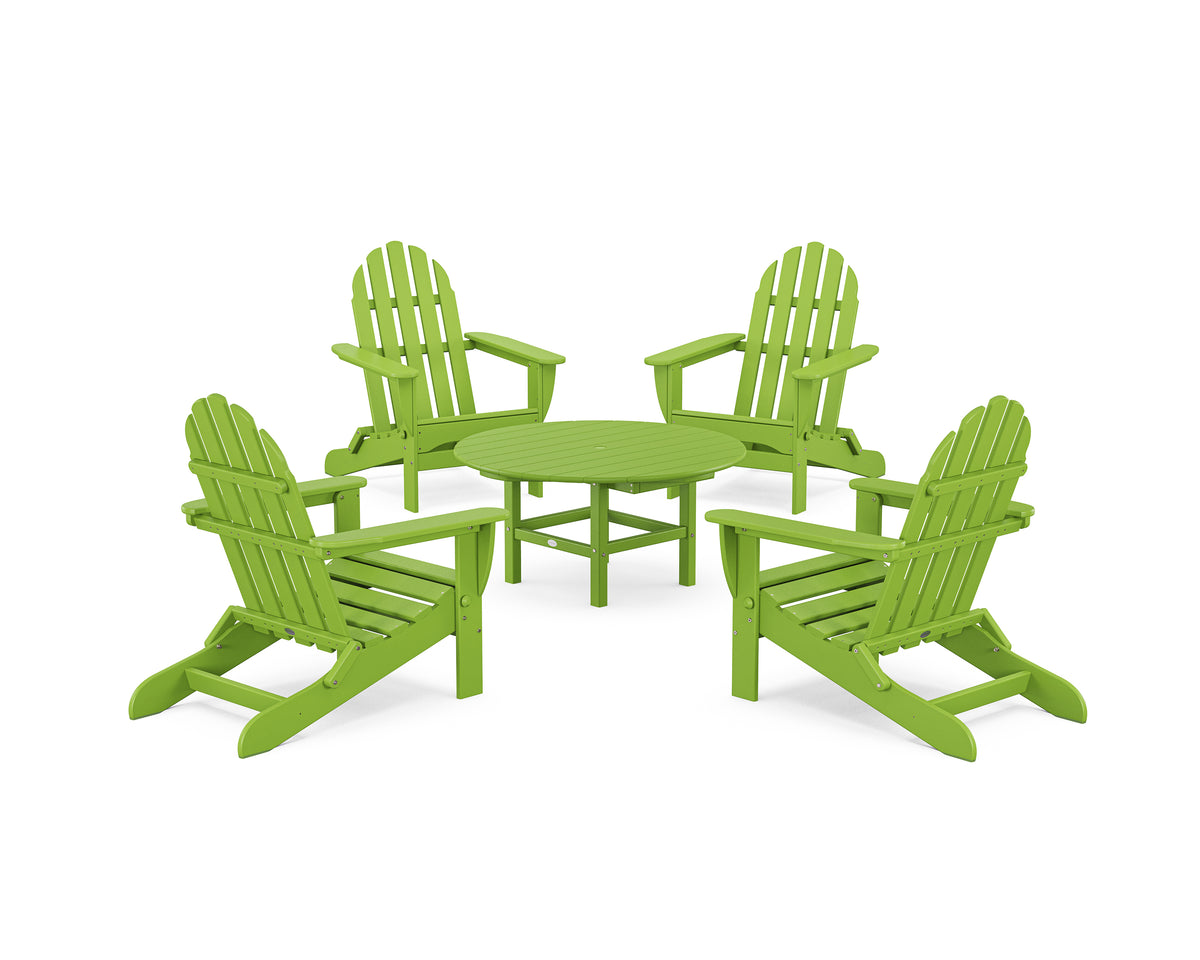 POLYWOOD Classic Folding Adirondack 5-Piece Conversation Group in Lime