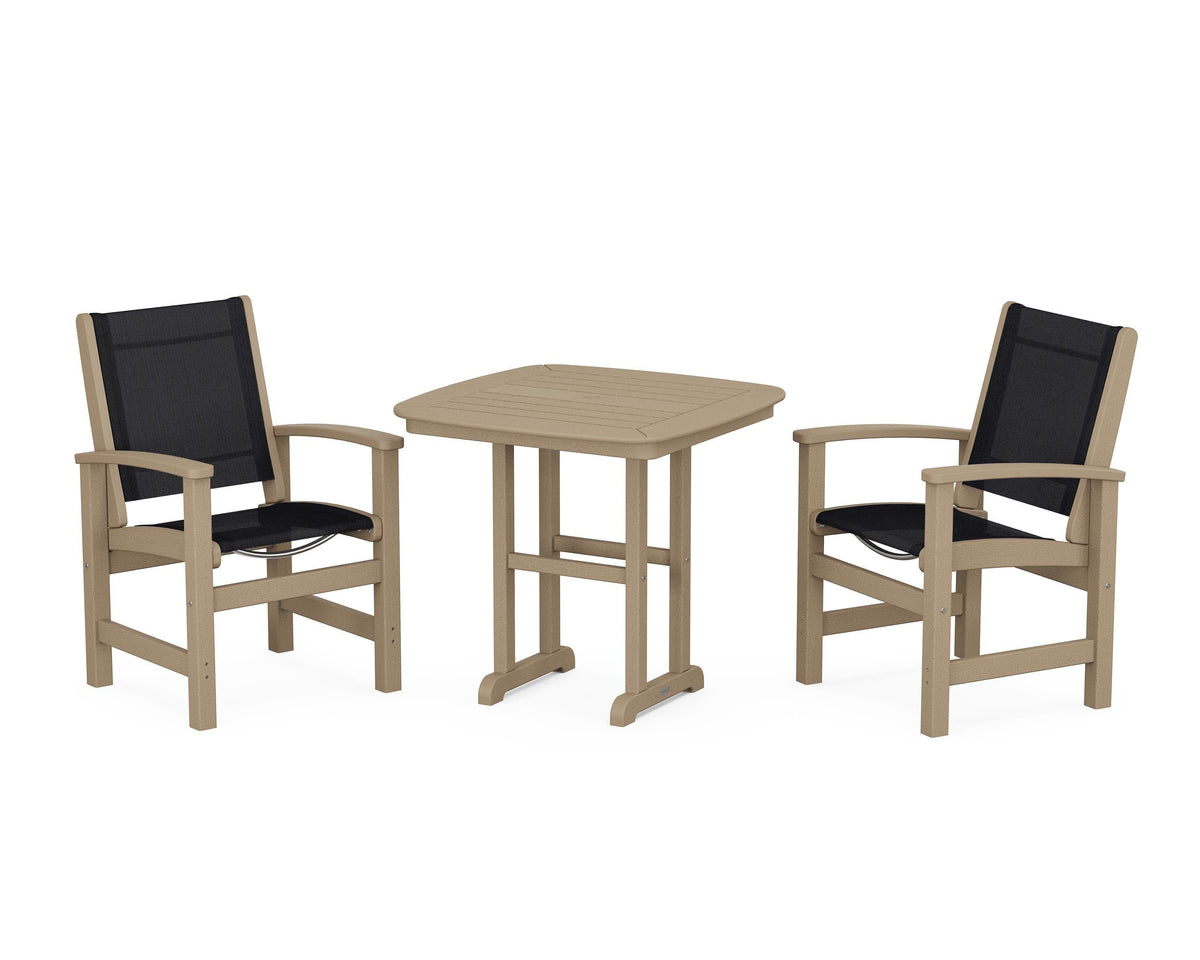 POLYWOOD Coastal 3-Piece Dining Set in Vintage Sahara / Black