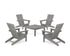 POLYWOOD 5-Piece Modern Studio Adirondack Chair Conversation Group in Slate Grey