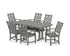 POLYWOOD Wovendale Arm Chair 7-Piece Farmhouse Dining Set with Trestle Legs in Slate Grey