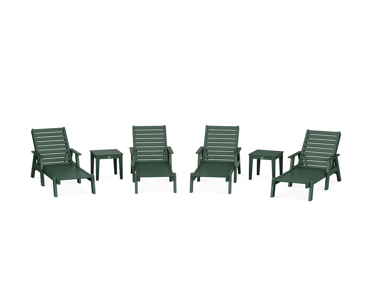 POLYWOOD Captain Chaise 6-Piece Set with Arms in Green