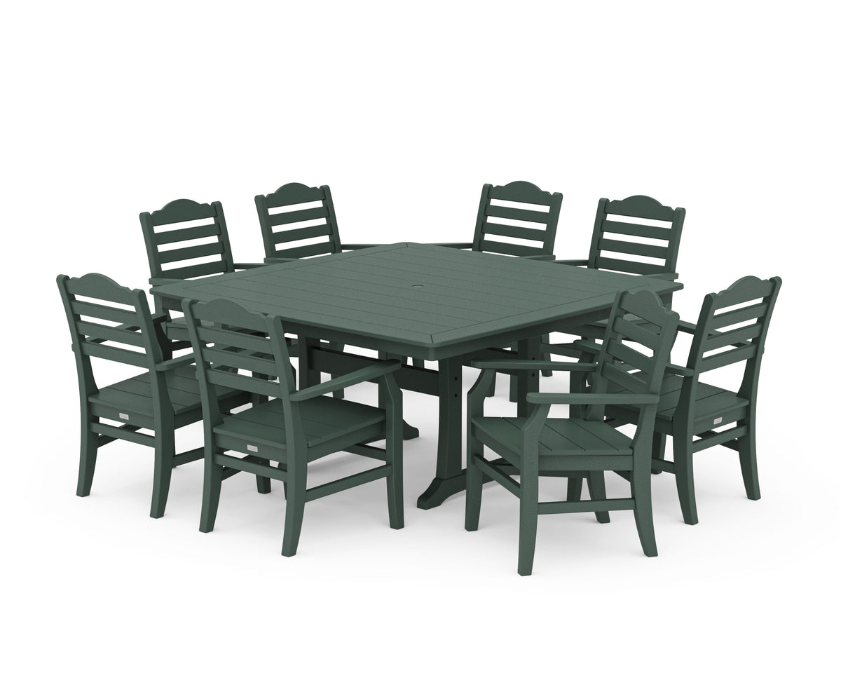 POLYWOOD Savannah 9-Piece Square Dining Set with Trestle Legs in Green