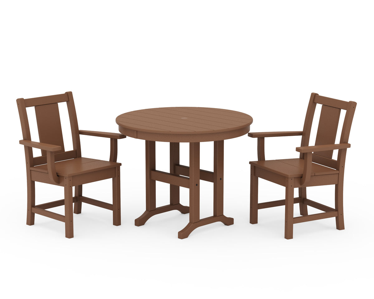 POLYWOOD Prairie 3-Piece Farmhouse Dining Set in Teak
