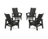 POLYWOOD 4-Piece Modern Grand Upright Adirondack Chair Conversation Set in Black