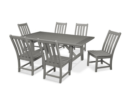 POLYWOOD Vineyard 7-Piece Rustic Farmhouse Side Chair Dining Set in Slate Grey