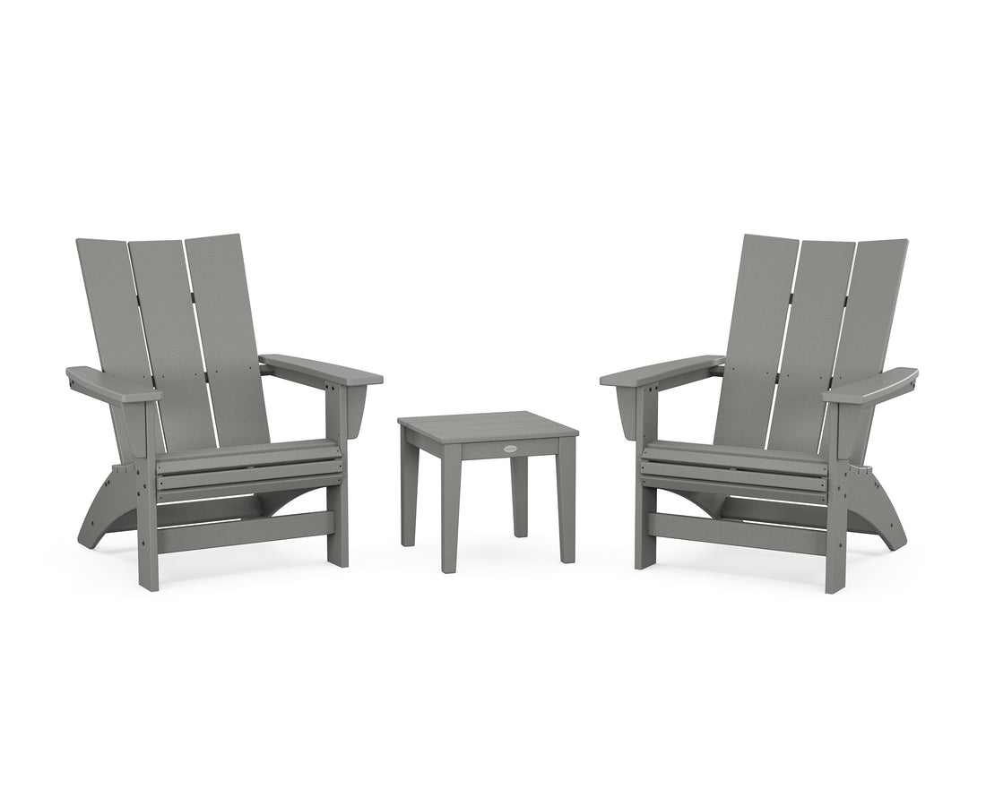 POLYWOOD 3-Piece Modern Grand Adirondack Set in Slate Grey