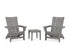 POLYWOOD 3-Piece Modern Grand Adirondack Set in Slate Grey