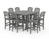 POLYWOOD Savannah 9-Piece Square Bar Set with Trestle Legs in Slate Grey