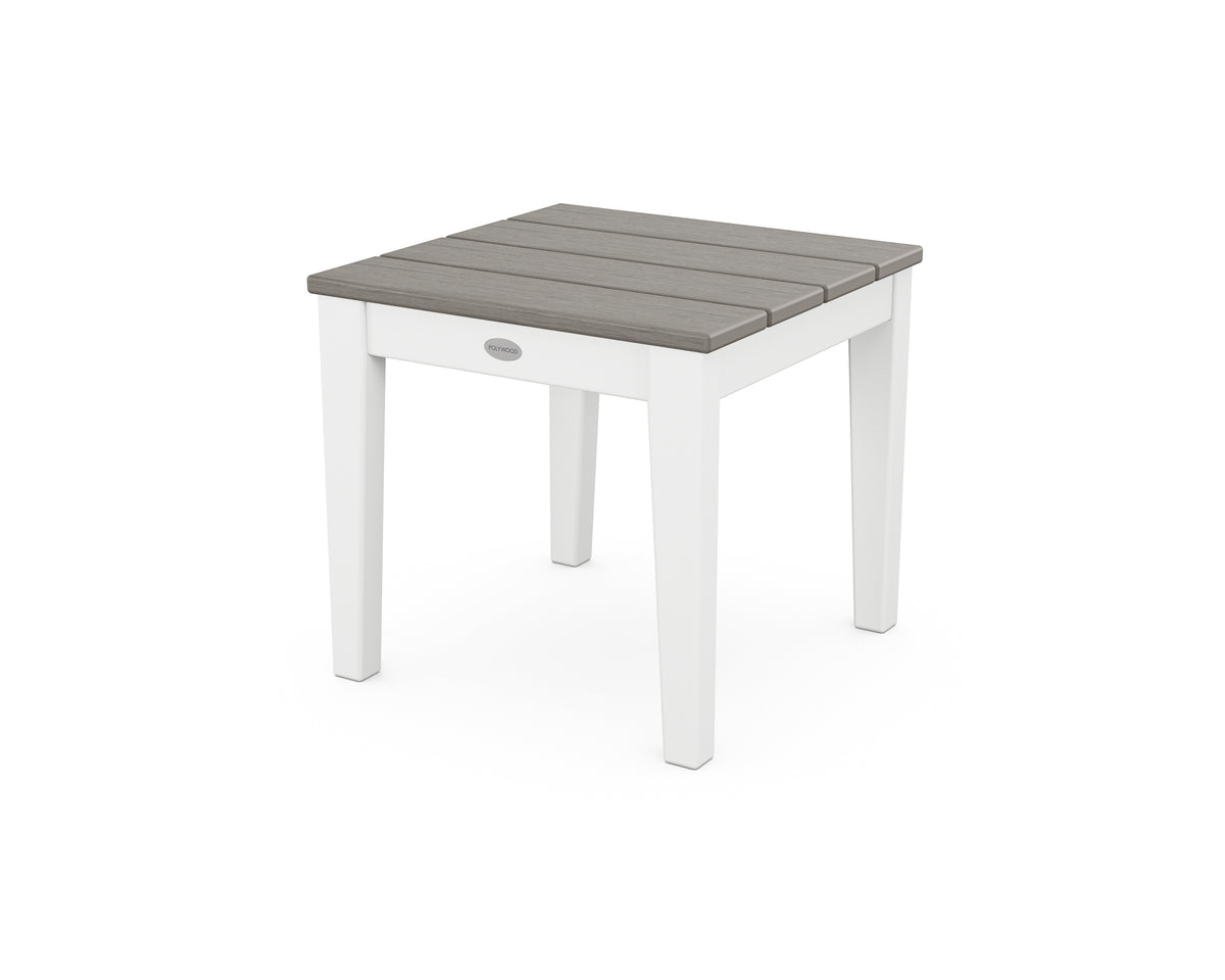 POLYWOOD Newport 18" End Table in White / Driftwood