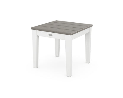 POLYWOOD Newport 18" End Table in White / Driftwood