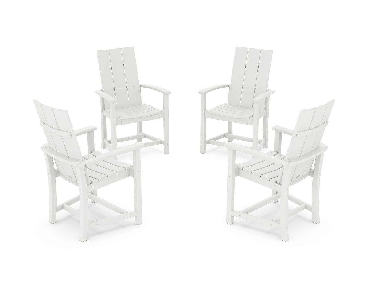 POLYWOOD Modern 4-Piece Upright Adirondack Conversation Set in White