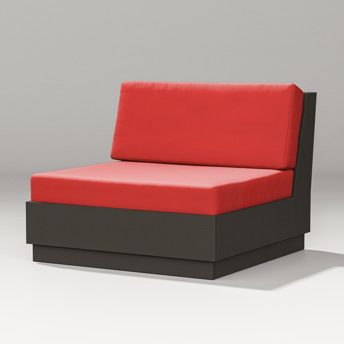 POLYWOOD Elevate Modular Armless Chair in Vintage Coffee / Crimson Linen