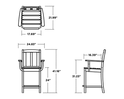 POLYWOOD Mission Counter Arm Chair dimensions
